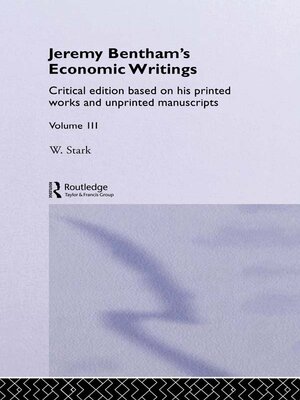 cover image of Jeremy Bentham's Economic Writings